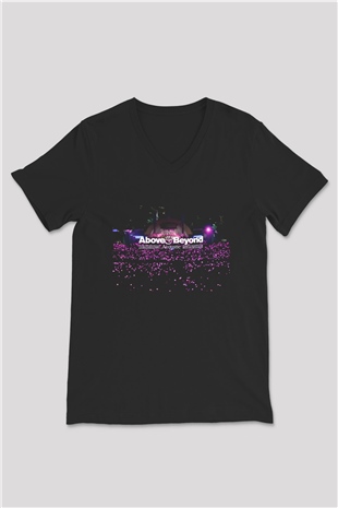 Above and Beyond Siyah Unisex V Yaka Tişört