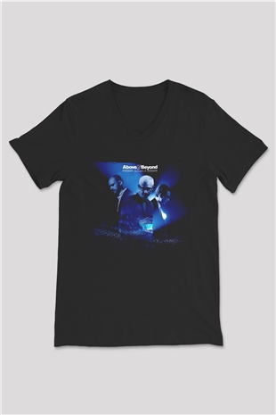 Above and Beyond Siyah Unisex V Yaka Tişört