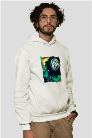 Above and BeyondBaskılı Beyaz Hoodie