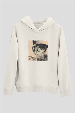 Above and BeyondBaskılı Beyaz Hoodie