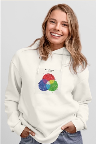Above and BeyondBaskılı Beyaz Hoodie