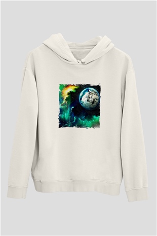 Above and BeyondBaskılı Beyaz Hoodie