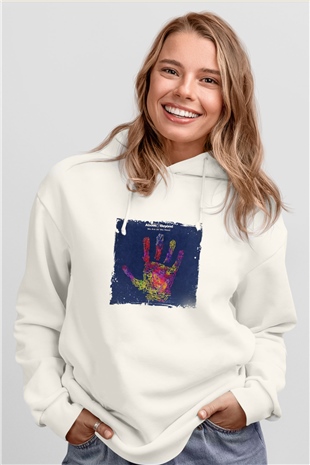 Above and BeyondBaskılı Beyaz Hoodie