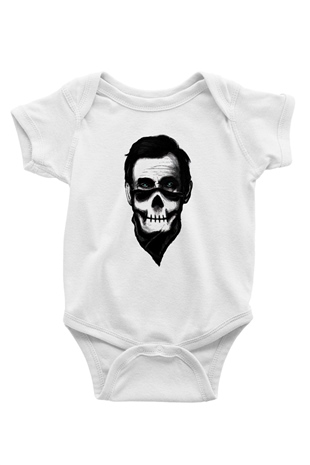 Abraham Lincoln Baskılı Beyaz Unisex Bebek Body - Zıbın