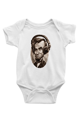 Abraham Lincoln Baskılı Beyaz Unisex Bebek Body - Zıbın