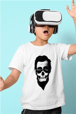 Abraham Lincoln Baskılı Beyaz Unisex Çocuk Tişört