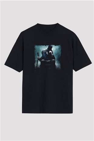 Abraham Lincoln Baskılı Unisex Siyah Oversize Tişört