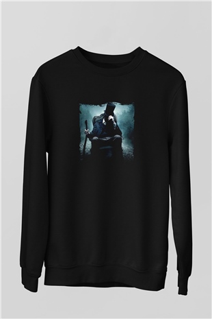 Abraham Lincoln Baskılı Unisex Siyah Sweatshirt