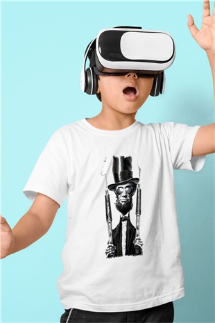 Abraham Lincoln Beyaz Unisex Çocuk Tişört