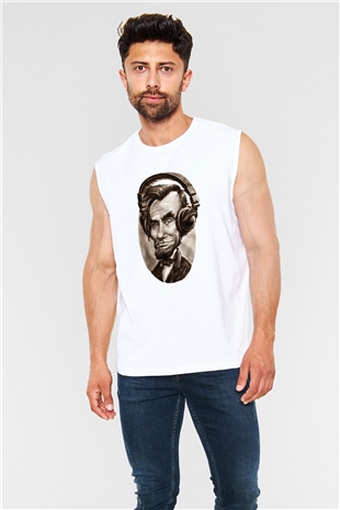 Abraham Lincoln Beyaz Unisex Kolsuz Tişört