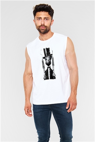 Abraham Lincoln Beyaz Unisex Kolsuz Tişört