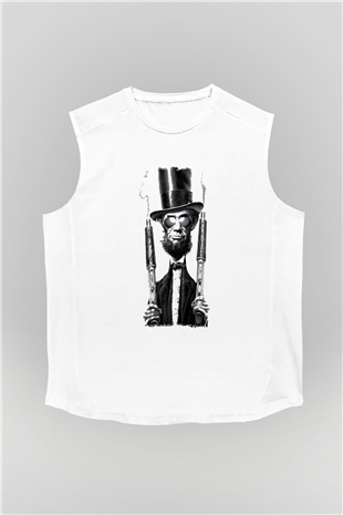 Abraham Lincoln Beyaz Unisex Kolsuz Tişört