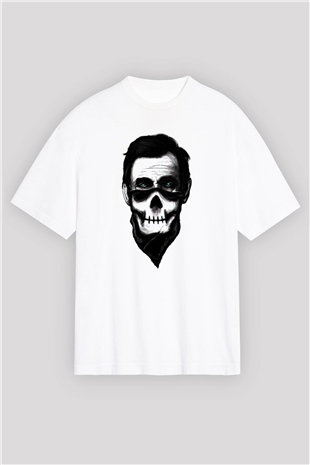 Abraham Lincoln Beyaz Unisex Oversize Tişört T-Shirt