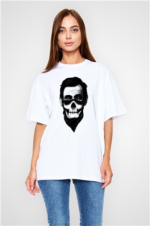 Abraham Lincoln Beyaz Unisex Oversize Tişört T-Shirt