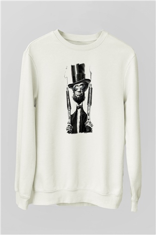 Abraham Lincoln Beyaz Unisex Sweatshirt