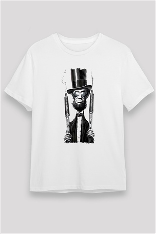 Abraham Lincoln Beyaz Unisex Tişört T-Shirt - TişörtFabrikası