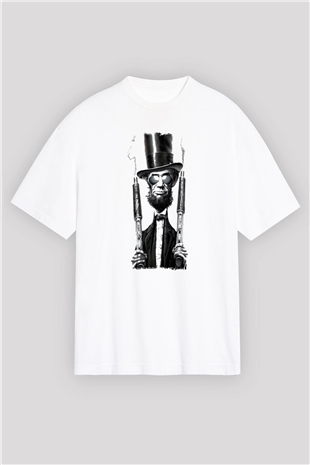 Abraham Lincoln Beyaz Oversize Tişört Oversize T-shirt - TişörtFabrikası
