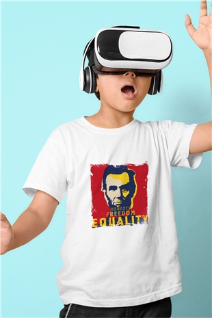 Abraham Lincoln Unisex Baskılı Beyaz Çocuk Tişört