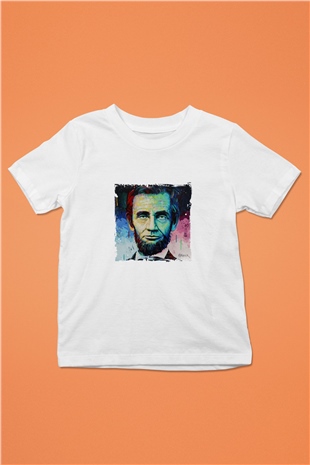 Abraham Lincoln Unisex Baskılı Beyaz Çocuk Tişört