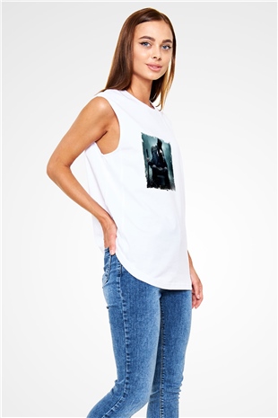 Abraham Lincoln Unisex Baskılı Beyaz Kolsuz Tişört