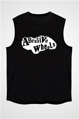 Abrasive Wheels Baskılı Unisex Siyah Kolsuz Tişört - Tshirt