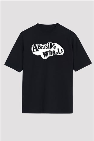 Abrasive Wheels Baskılı Unisex Siyah Oversize Tişört - Tshirt