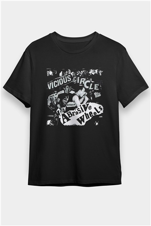 Abrasive Wheels Baskılı Unisex Siyah Tişört - Tshirt