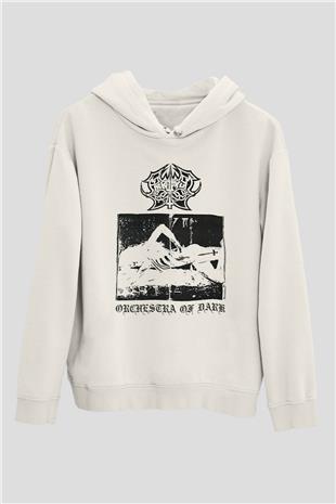 Abruptum Baskılı Beyaz Unisex Kapüşonlu Sweatshirt