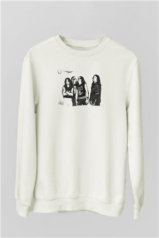 Abruptum Baskılı Beyaz Unisex Sweatshirt