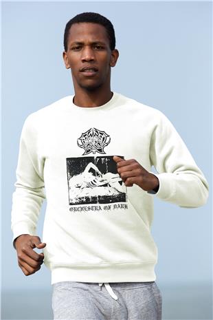 Abruptum Baskılı Beyaz Unisex Sweatshirt