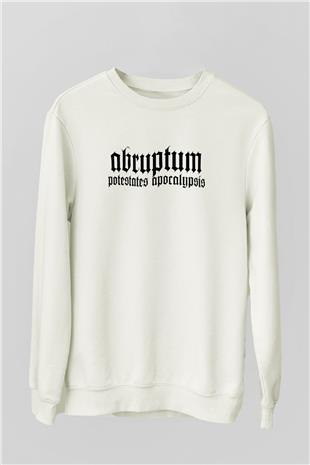 Abruptum Baskılı Beyaz Unisex Sweatshirt