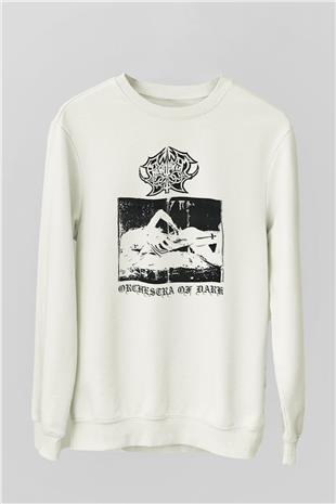 Abruptum Baskılı Beyaz Unisex Sweatshirt