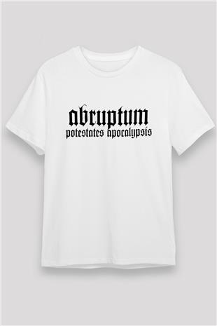 Abruptum Baskılı Unisex Beyaz Tişört - Tshirt