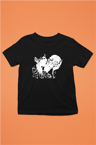 Abruptum Baskılı Unisex Siyah Çocuk Tişört - Tshirt
