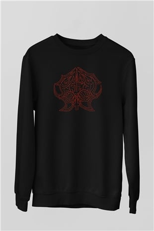 Abruptum Baskılı Unisex Siyah Sweatshirt