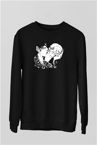 Abruptum Baskılı Unisex Siyah Sweatshirt