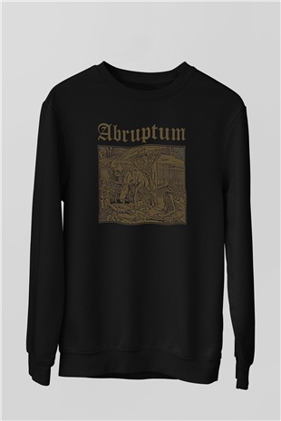 Abruptum Baskılı Unisex Siyah Sweatshirt