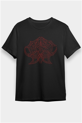 Abruptum Baskılı Unisex Siyah Tişört - Tshirt