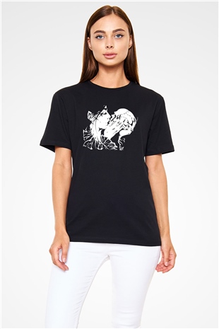 Abruptum Baskılı Unisex Siyah Tişört - Tshirt