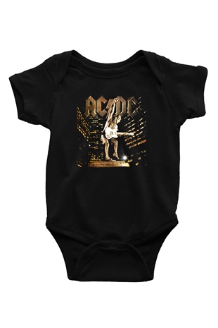 AC DC Angus Young Baskılı Siyah Bebek Body - Zıbın