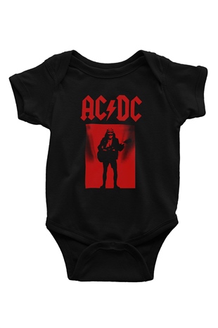 AC DC Angus Young Baskılı Siyah Bebek Body - Zıbın