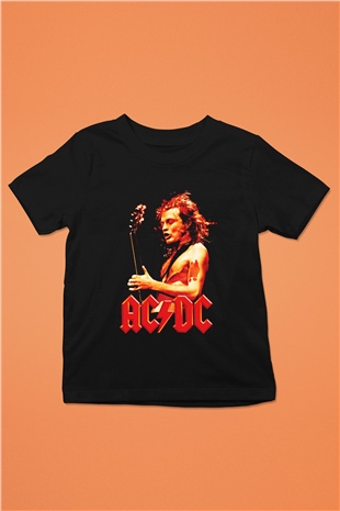 AC DC Angus Young Baskılı Siyah Unisex Çocuk Tişört