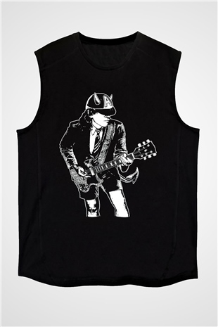 AC DC Angus Young Siyah Unisex Kolsuz Tişört