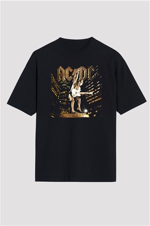 AC DC Angus Young Siyah Unisex Oversize Tişört T-Shirt