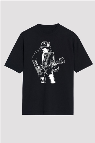 AC DC Angus Young Siyah Unisex Oversize Tişört T-Shirt