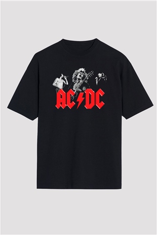 AC DC Angus Young Siyah Unisex Oversize Tişört T-Shirt