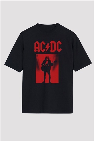 AC DC Angus Young Siyah Unisex Oversize Tişört T-Shirt