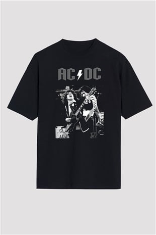 AC DC Angus Young Siyah Unisex Oversize Tişört T-Shirt