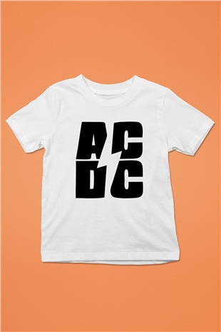 AC DC Baskılı Beyaz Unisex Çocuk Tişört