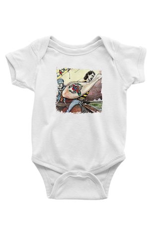 ACDC Baskılı Unisex Beyaz Bebek Body - Zıbın